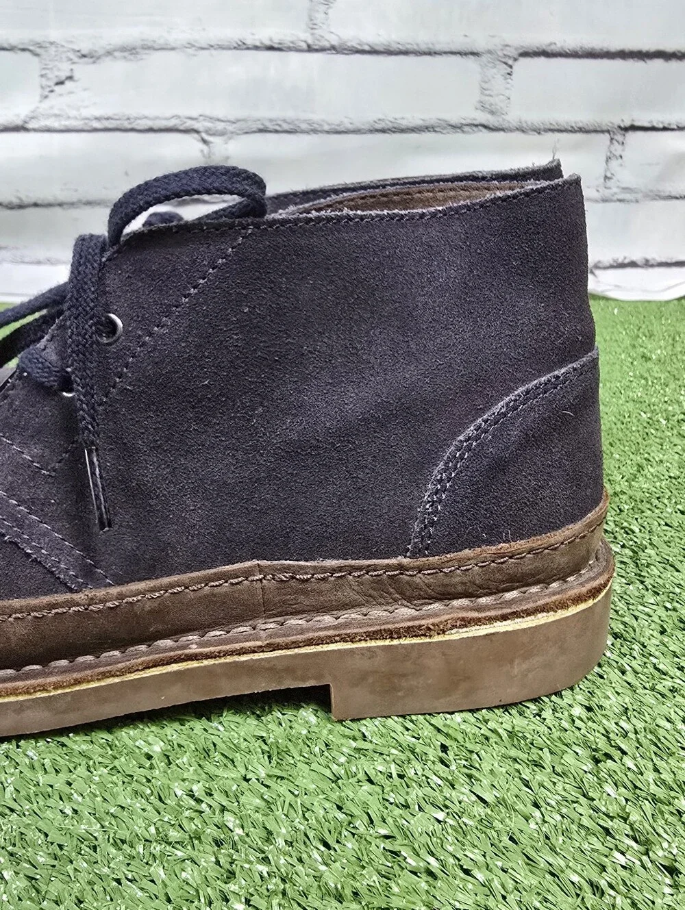 Clarks Bushacre Rand Genuine Leather Suede Chukka Boots Dark Navy Mens Size 9.5